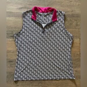 Tail white label women’s size XL geometric print sleeveless golf polo shirt